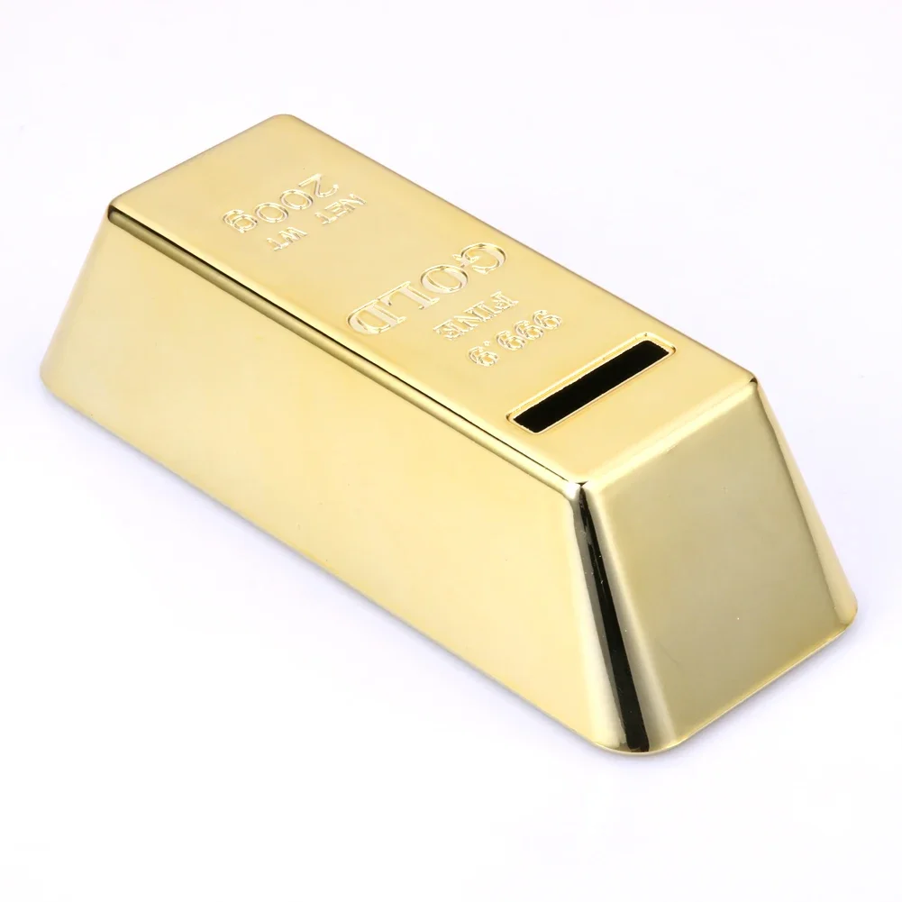 Gold Bullion Bar Plastic Piggy Bank Simulation Coin Money Boxes Creative Small Size Portable for Kids Children Birthday Gifts