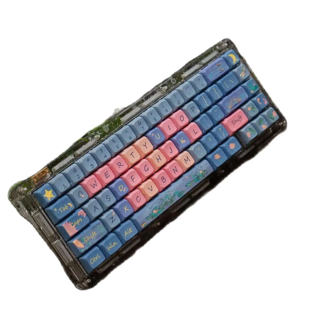 

NPKC 126keys XDA Keycaps Set Blue Pink PBT Key caps for Cherry MX Switches Mechanical Keyboard Keycap Dye-sublimation Key cap