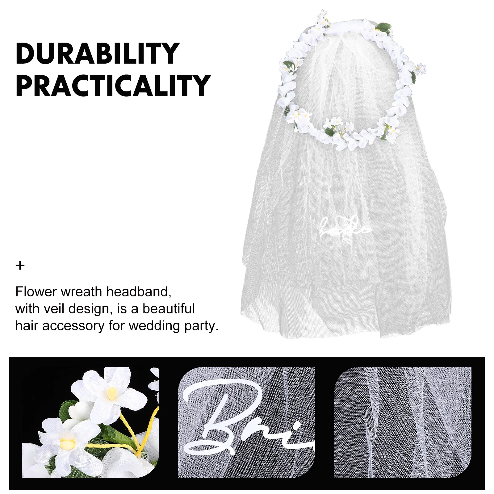 

Elegant Artificial Floral Crown Bride Wreath With Veil Wedding Bridal Flower Crown Headband Veil Flower Wreath Headpiece For