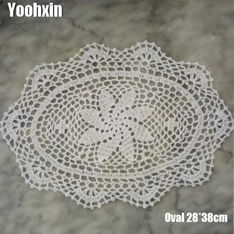 Modern oval cotton placemat cup drink coaster mug kitchen lace table place mat cloth Crochet dining glass doilies tea coffee pad