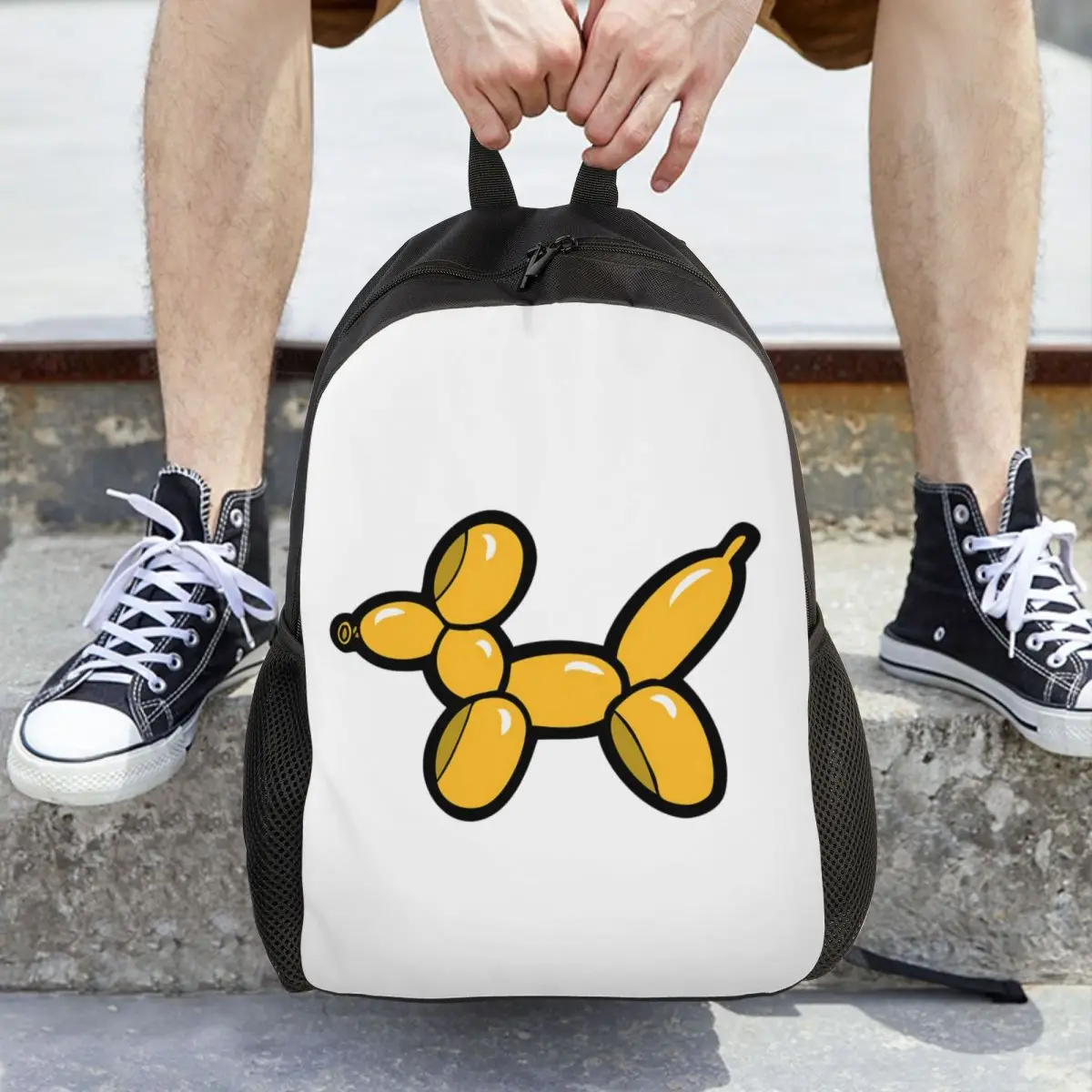 Balloon Animal Dogs Pattern In Red Backpack Hot Sale Daypack Large Capacity BookBag School Bag Shoulder Bags for Men Women