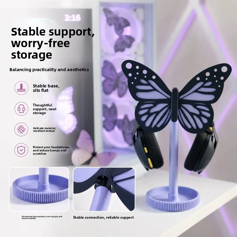 Customized Creative Butterfly Earphone Stand Head Mounted Earphone Hanger Esports Room Earphone Stand Desktop Storage Stand