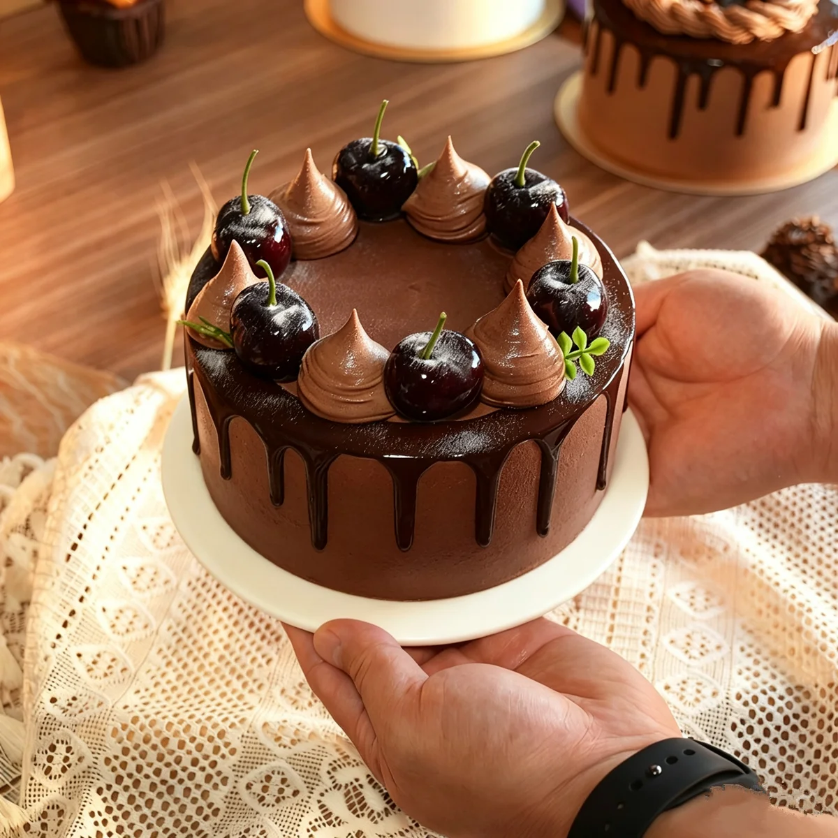 6 Inch Realistic Artificial Birthday Cake Model - Fake Dessert Ornament - usage example