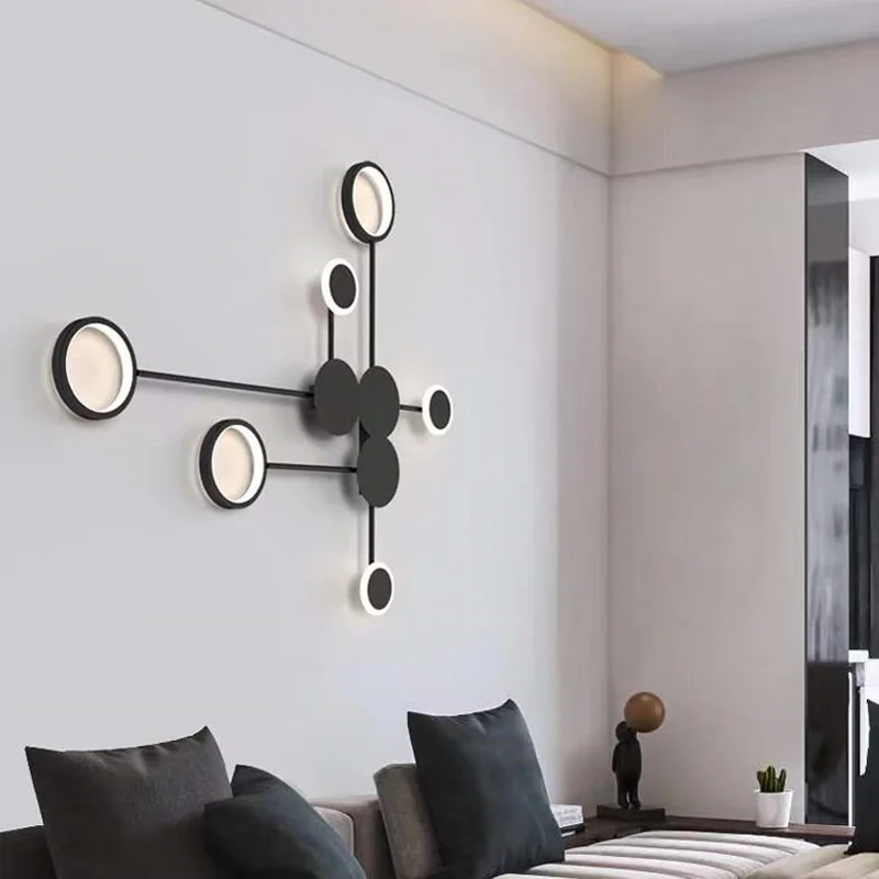 Nordic Modern LED Wall Lamp for Indoor Bedroom Minimalist Living Room Background Decor Restaurant Bar Stairs Black Gold Lights