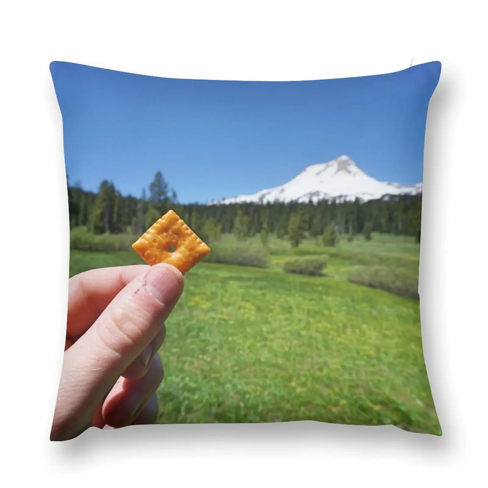 Mt hood and a Cheez-it Throw Pillow Christmas Pillow Cases Pillows Aesthetic pillow