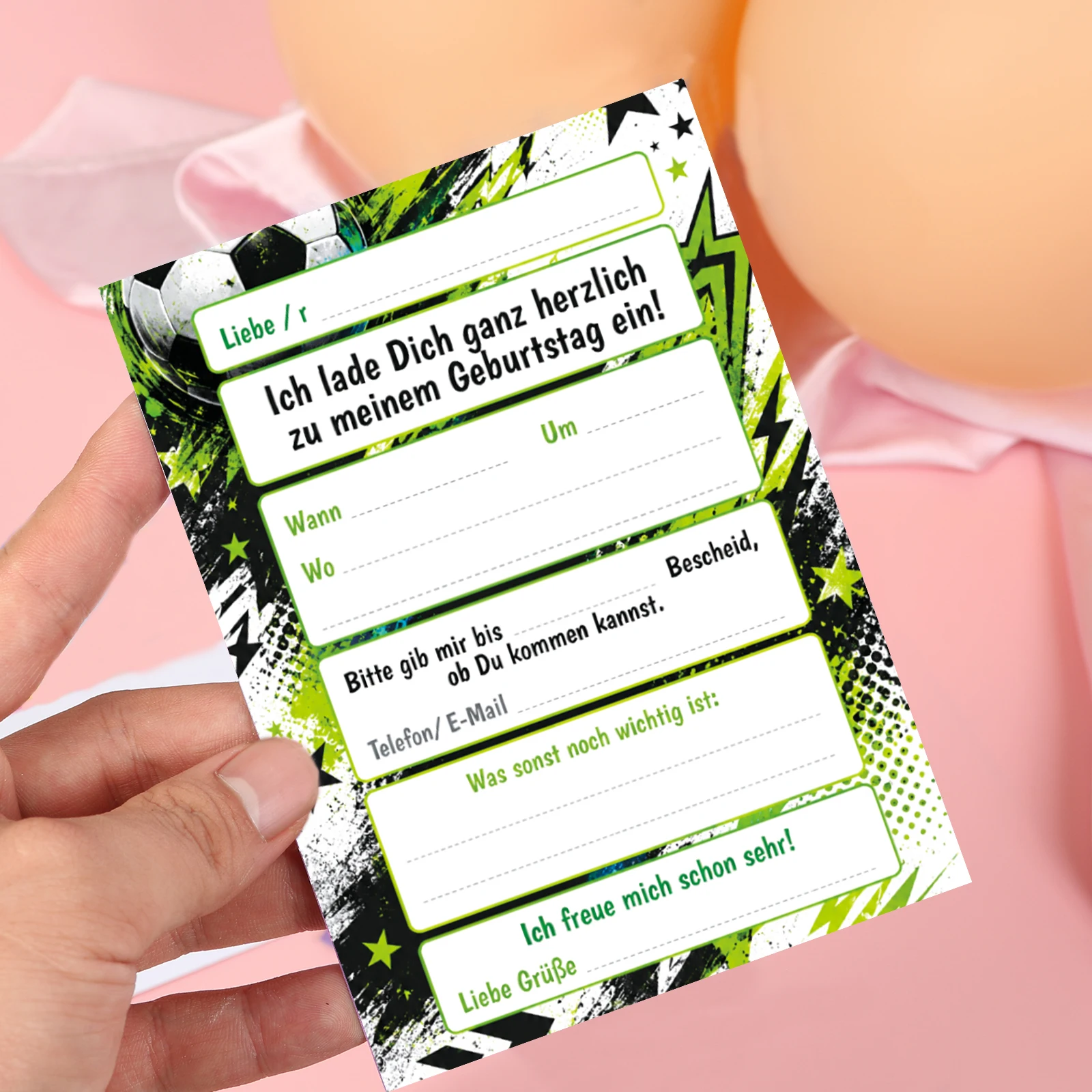 12 trendy football invitation cards with cool football designs, suitable for birthday parties, sports-themed parties and all kin view 4