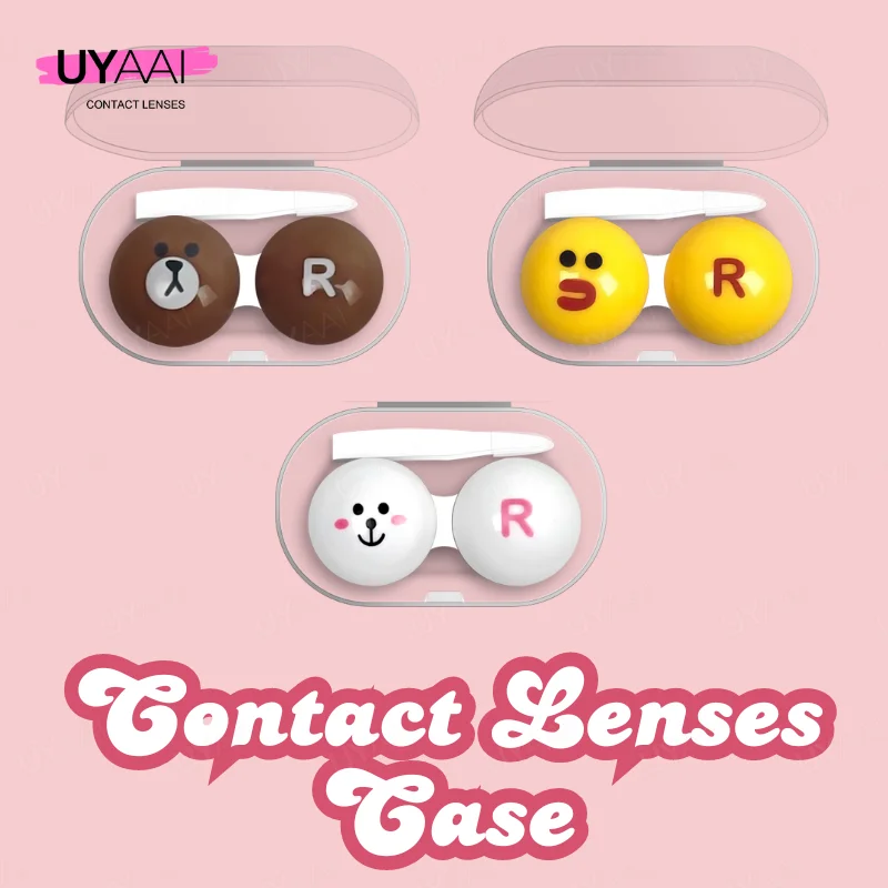 UYAAI Portable Contacts Lens Case with Tweezer Stick Container Contact Lenses Storage Box with Tweezer Eyewear Accessories