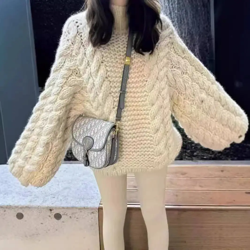 

Women Sweater 2025 Spring Autumn Women Long Loose Round Neck Flared Sleeve Knitted Sweater Women's Loose Versatile Top In Stock