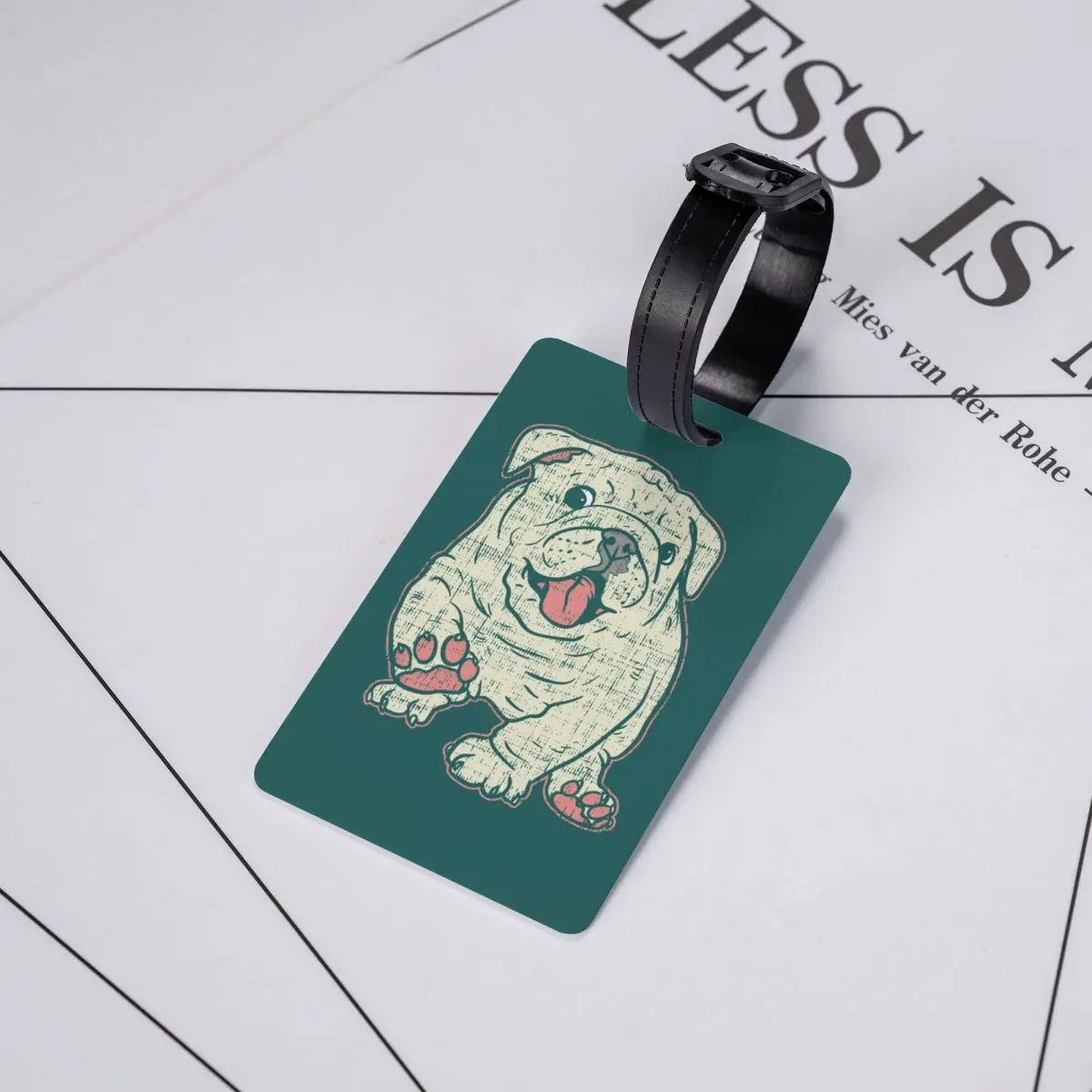 Schattige Engelse Bulldog Zwaait Met Zijn Paw Bagagelabels Voor Koffers Britse Hondenliefhebber Privacy Cover Id Label