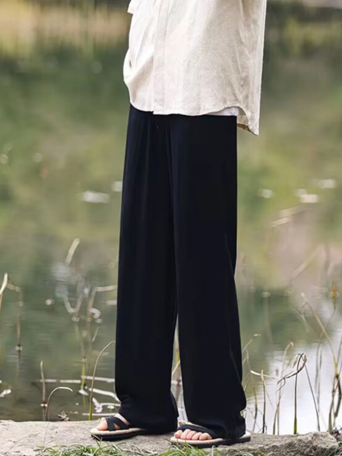 

Новые китайские ретро-брюки из льна: летние мужские свободные прямые широкие брюки из хлопка и льна, повседневные, модные, длинные