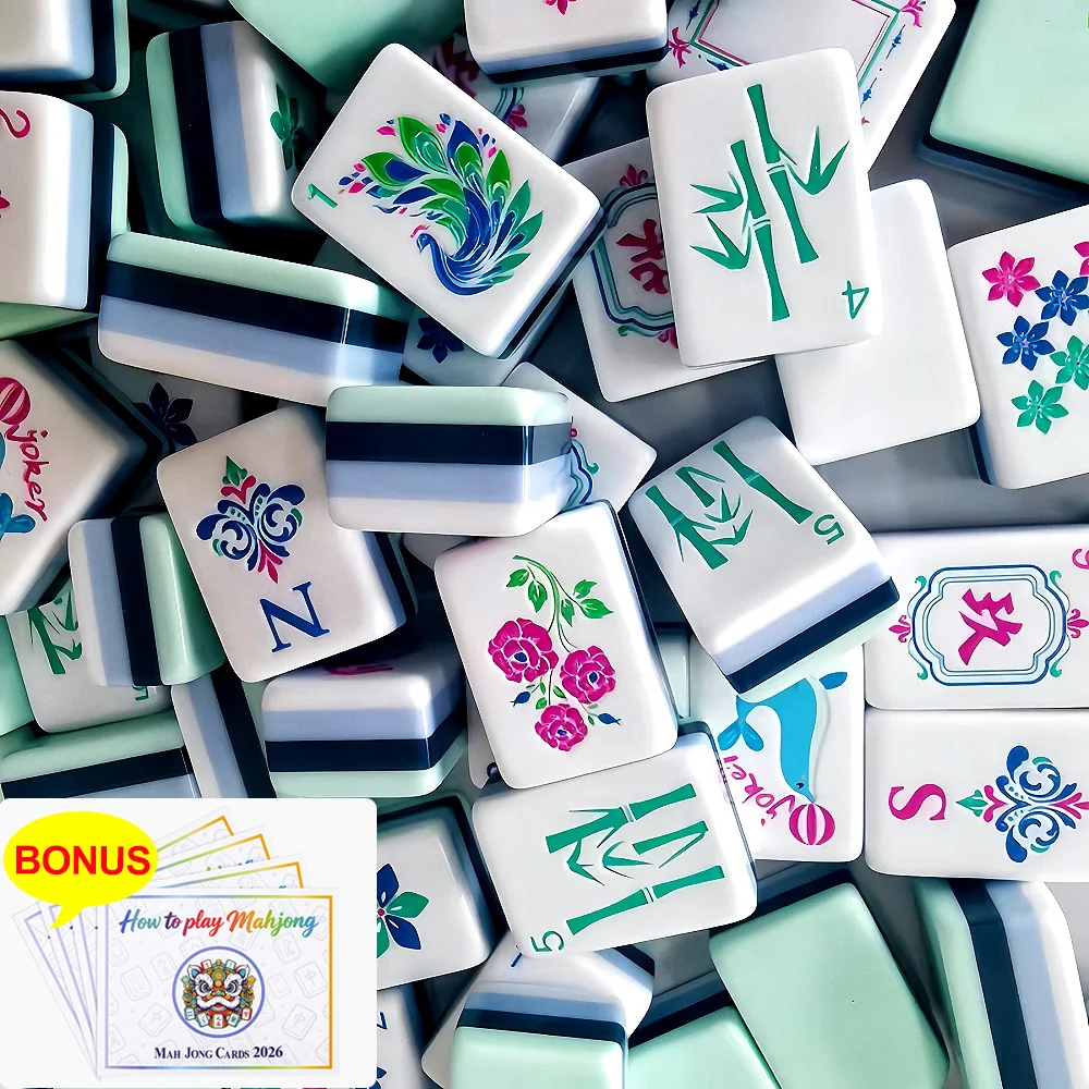 Hot Sale Cyan 4-Layer Acrylic American Mahjong Set, 160 Waterproof Mahjong Tiles, Portable Home Leisure Game Perfect for Gifts