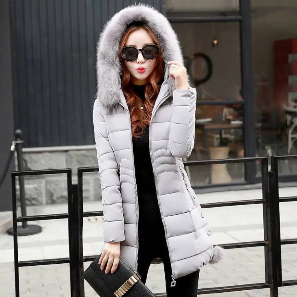 

Women's Large Size Hooded Winter Jacket Cotton-Padded Long Clothing from