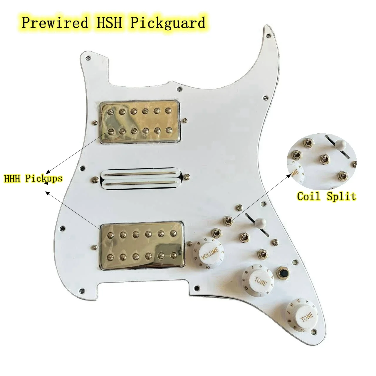 Prewired HSH Pickguard Loaded Alnico V Humbucker Pickups,Multifution 7 Way Switch Coil Split