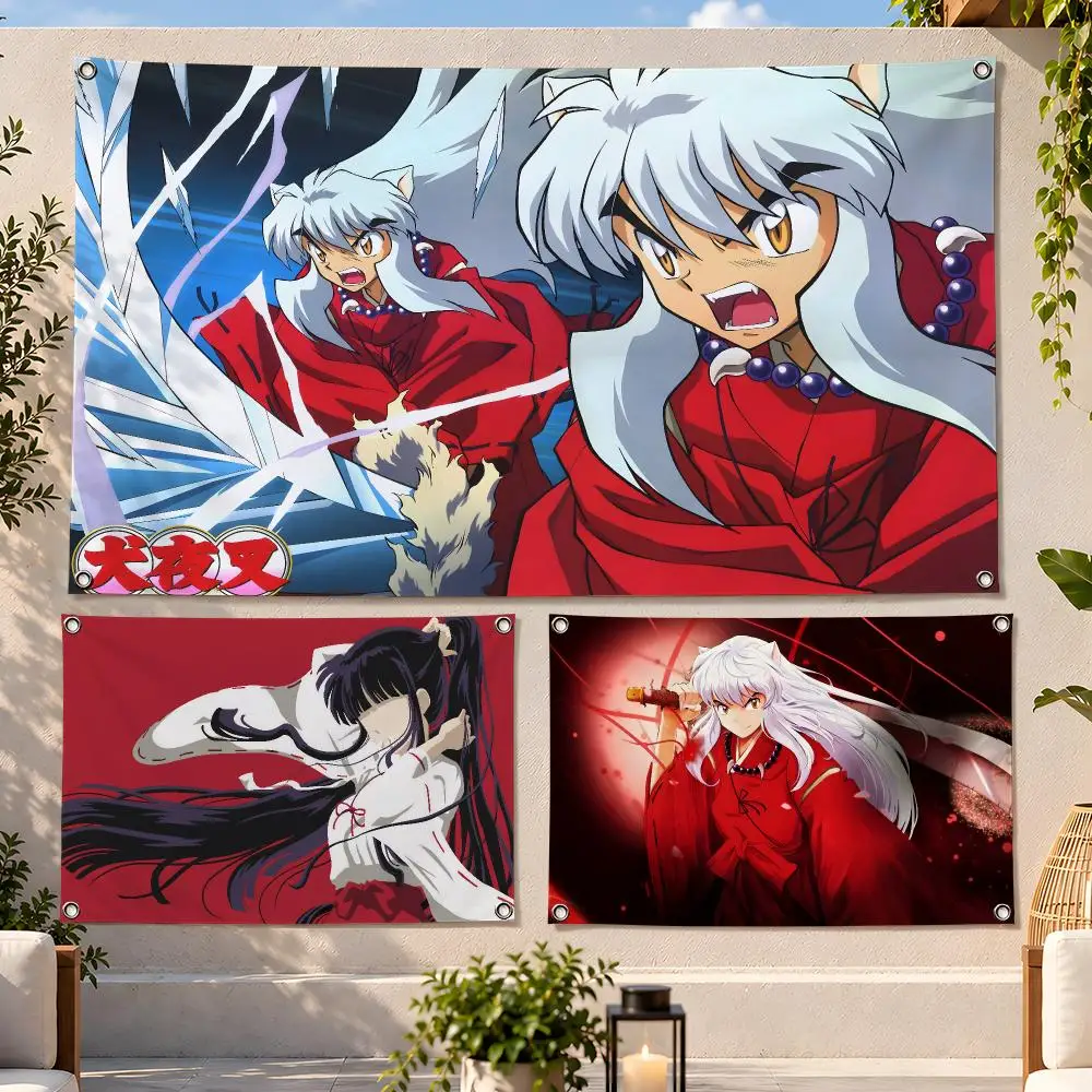 Anime Fantasy Adventure Inuyasha Flags Fan Flag Banner Wall Hanging Outdoor Yard Camping Dorm Garage Party Home Decor Gift