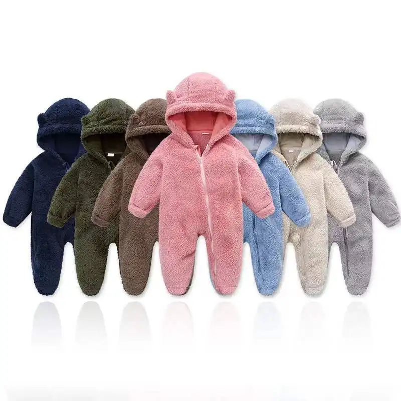 Baby Romper for Girls Newborn Kids Clothes New Born 3 6 9 12 Months Winter Rompers Hoddied Fleece Romper