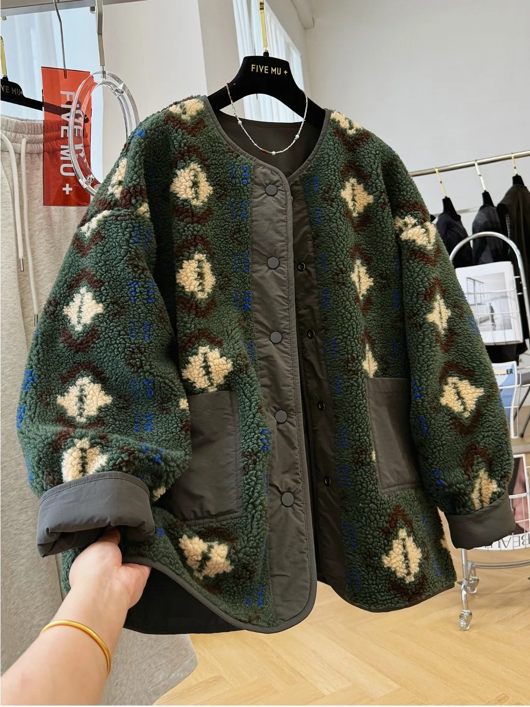 

Casual Sle Double-Sided Wear Lamb Fce Pullover Coat Women's Faion Korean Sle Lazy Leisure Outerwear Winter 2025