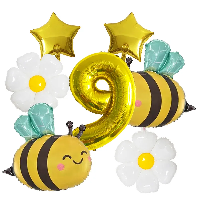 9-teiliges Daisy Bee-Ballon-Geburtstagsset – perfekt für Kindergeburtstagsfeiern, Babypartys und Feiern mit Gartenthema – Detail 9