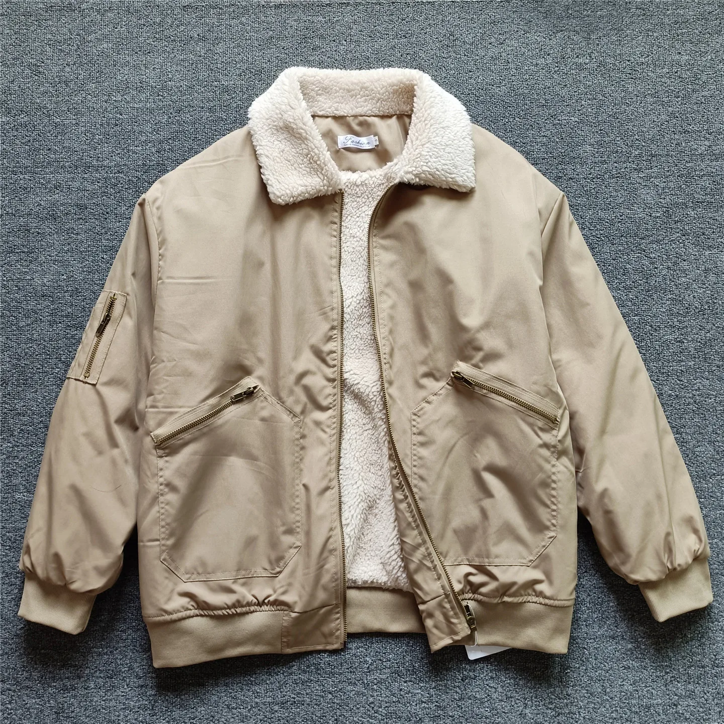 

Мужское свободное пальто с бархатным воротником Thiened Lamb, повседневное хлопковое пальто на молнии в американском стиле, теплое модное городское длинное свечение