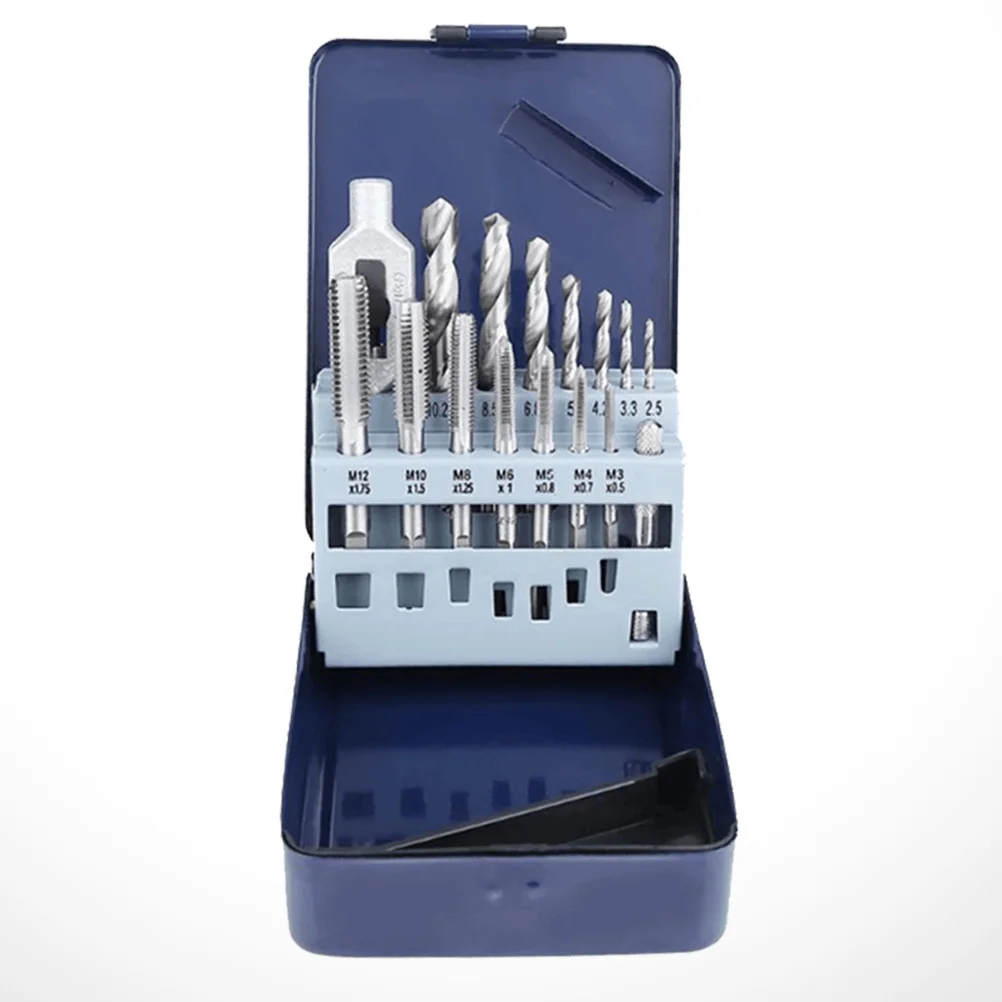 

15Pcs Alloy Steel Tap Set Metric Screw Taps Drill Bits M3 M4 M5 M6 M8 M10 for Manual and Electric Tools Screw Tap Set