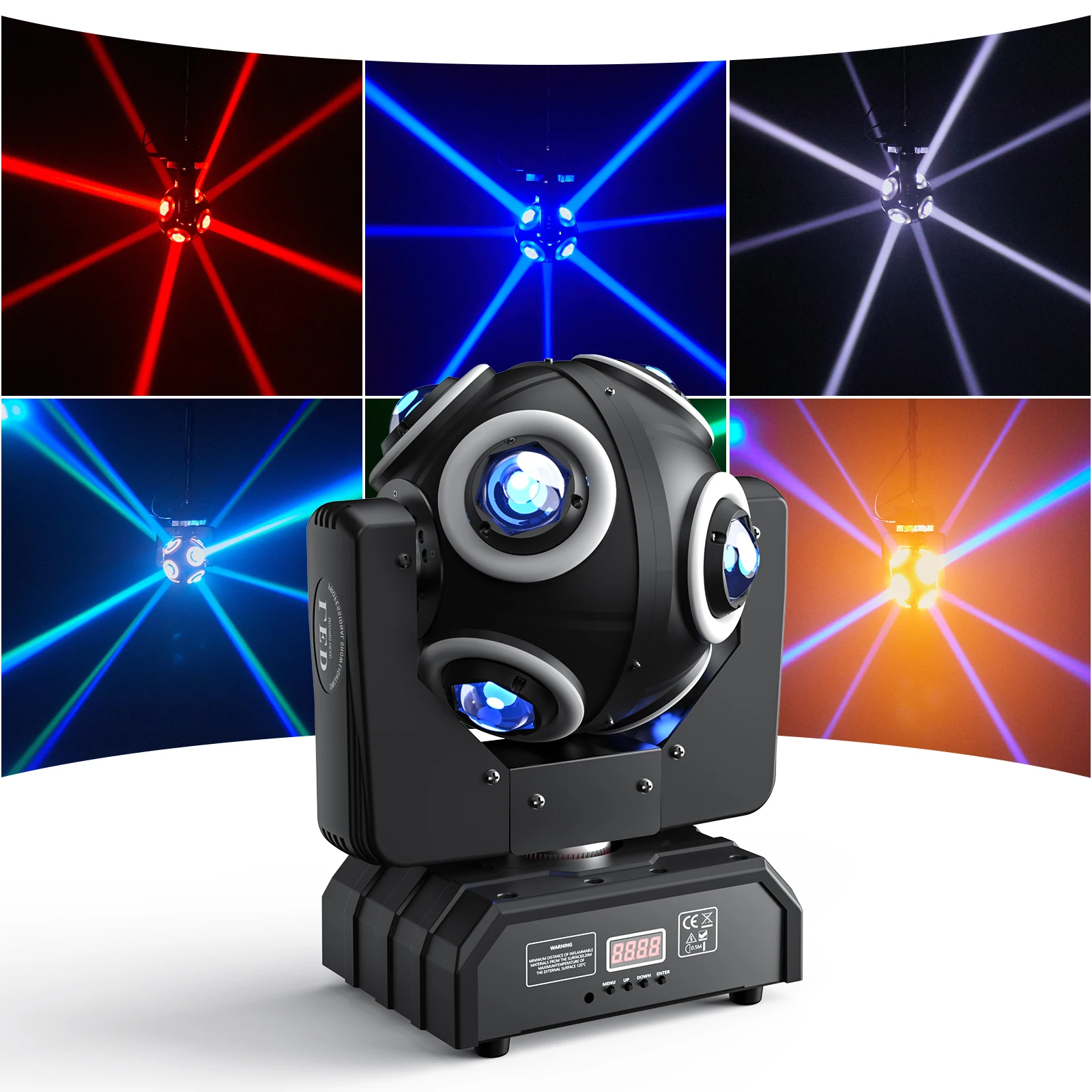 fieryzeal led feixe de luz movendo luzes principais rgbw dj estagio rotacao disco ball 150w dmx512 01