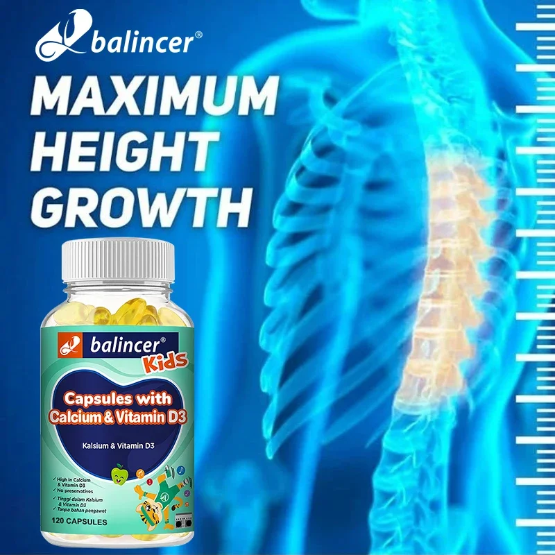 Bone Growth for All Ages Nanoscale Calcium Carbonate, Vitamins, Minerals and Essential Nutrients, Kids and Teens Grow Taller