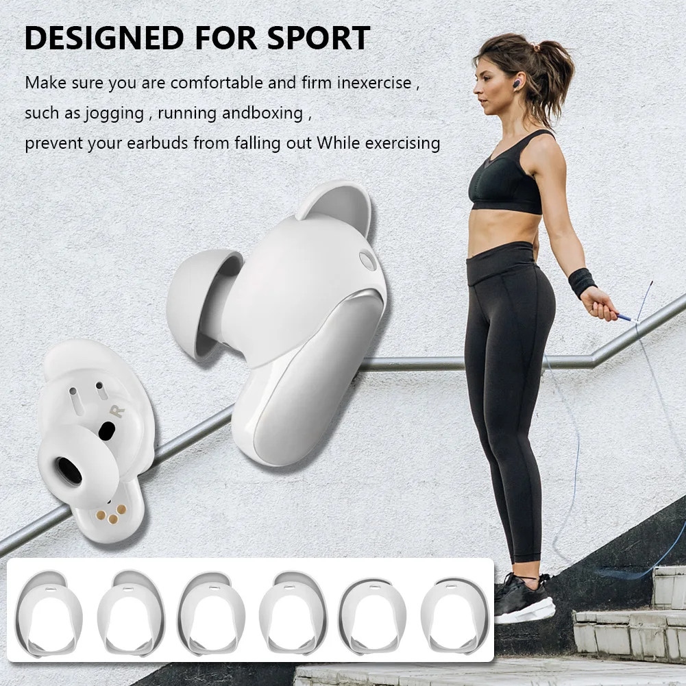 

3 Pairs Silicone Ear Tips Covers Ear Bud Tips Anti Scratch Eartip Accessories Reusable Washable for Bose QuietComfort Earbuds II