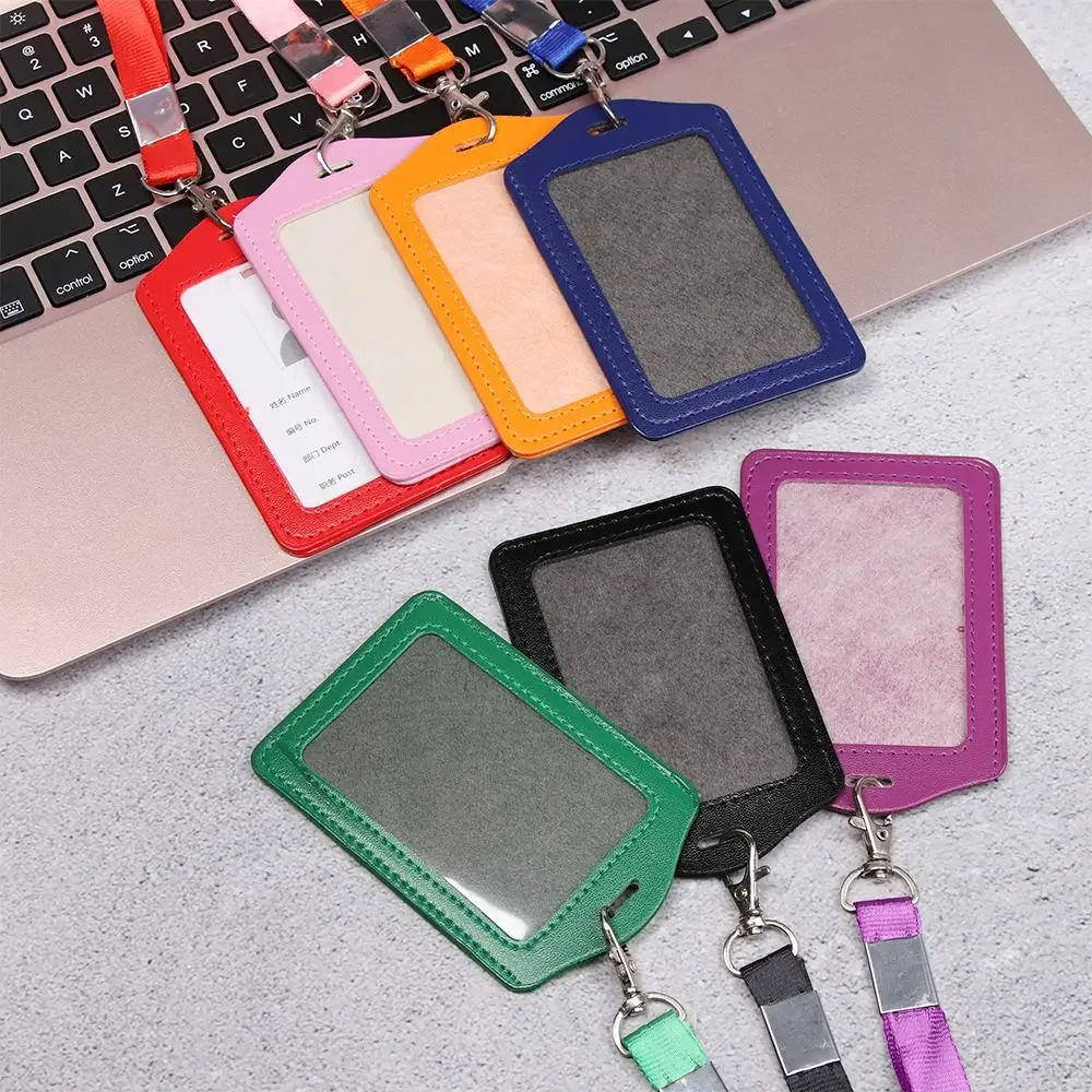 Multi colored Badge Case PU Leather Card Sleeve Name Card Holders Protective Shell Bus ID Holders image 3