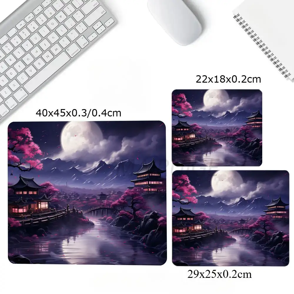 Alas Mouse Seni Pemandangan Bulan 40X45Cm Alas Meja Permainan Kantor Komputer Persegi Besar Alas Mouse Karet Anti Selip Alas Meja Dekorasi Kecil