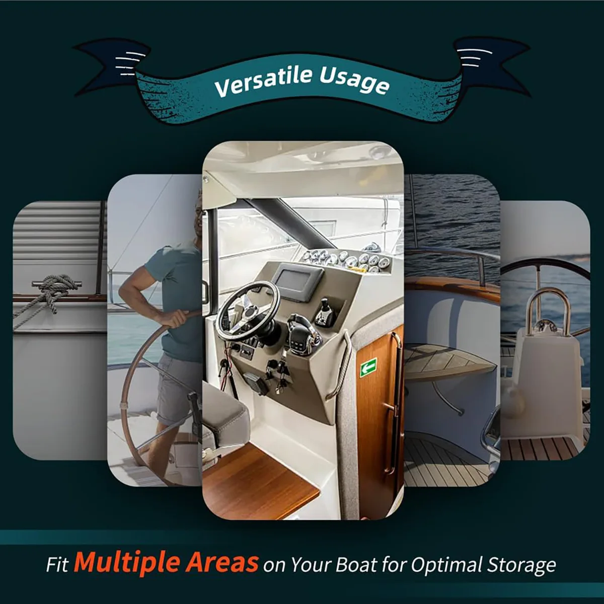 حقيبة تخزين القارب، منظمة دعم ذاتية اللصق، سهلة التركيب والإزالة، حقيبة شبكية لحامل منظم بحري خفيف الوزن