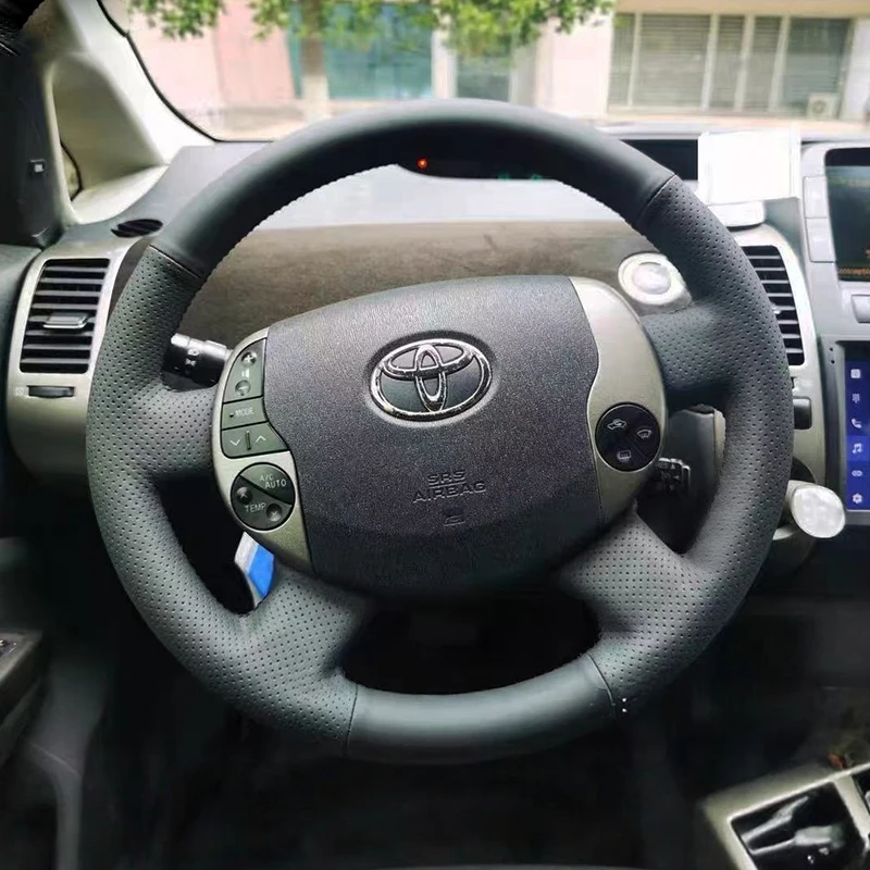 Car Steering Wheel Cover for Toyota Prius 20(XW20) 2004 2005 2006 2007 2008 2009 Diy Hand-sewn Sewing Genuine Leather Braid