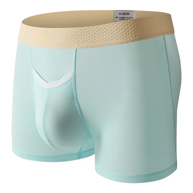 

Men's Long Leg Boxer Briefs Ice Silk Quick Dry Sport Shorts Ultra Thin Breathable Open Pouch