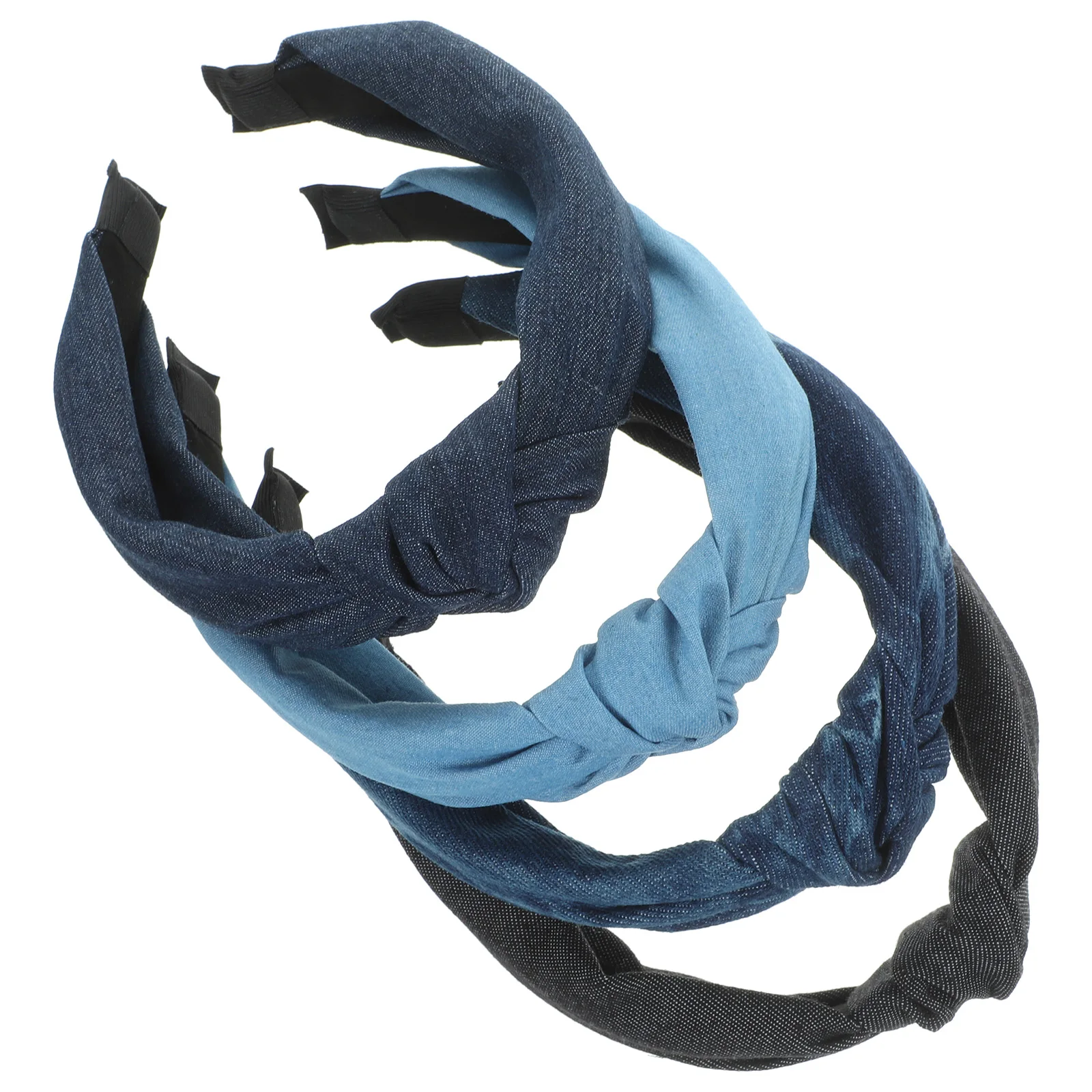 

4Pcs Denim Headbands Women Fashion Knotted Fabric Hairbands Western Style Comfortable Outfit Accessory