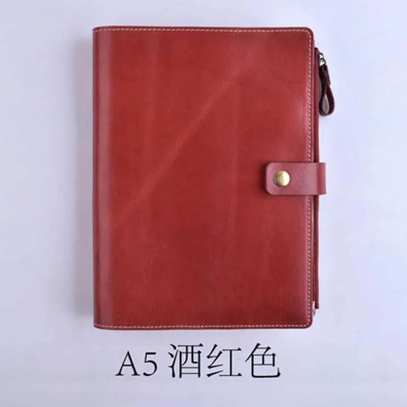 Yiwi Genuine Leather A5 A6 A7 Planer 6 Loose leaf Binder Diary Notebook With Zip Bag