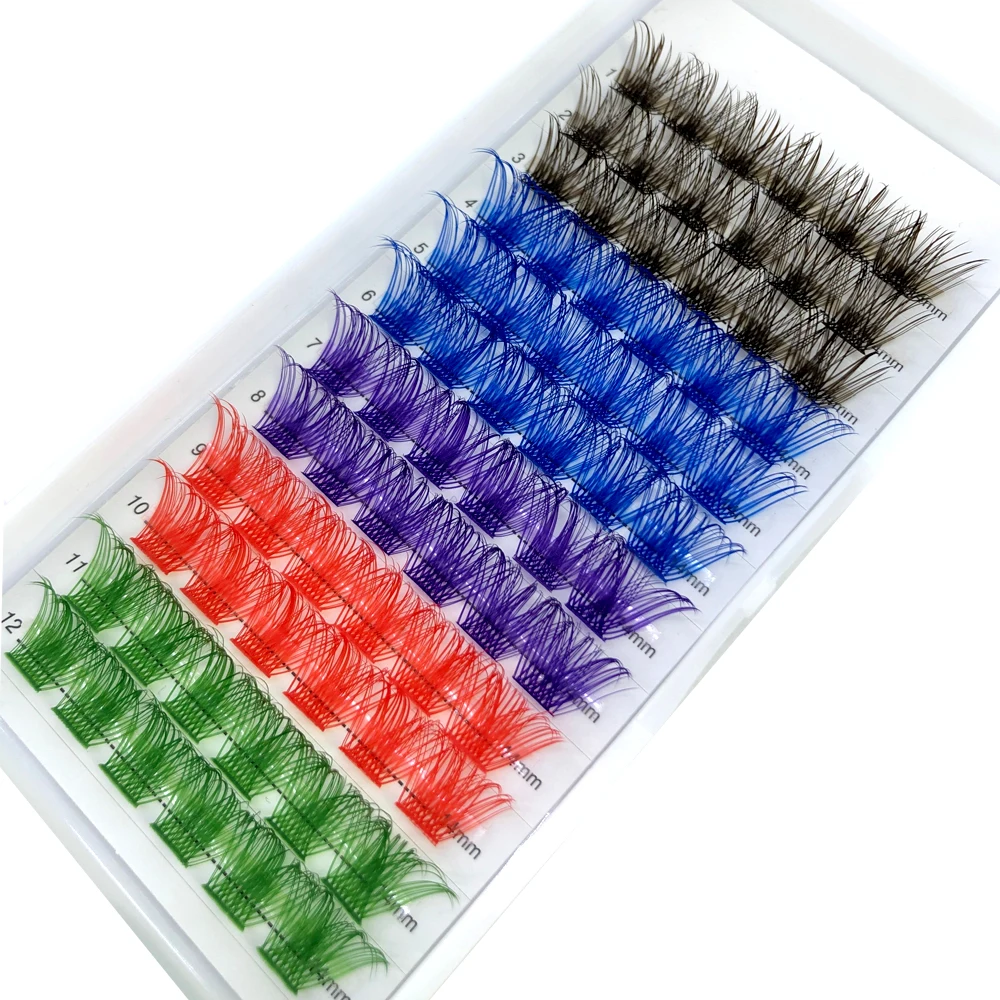 Colorful Individual Lashes Extension Natural Faux Mink Eyelashes Segmented Cluster Colored Eyelash Extension Makeup Cilia