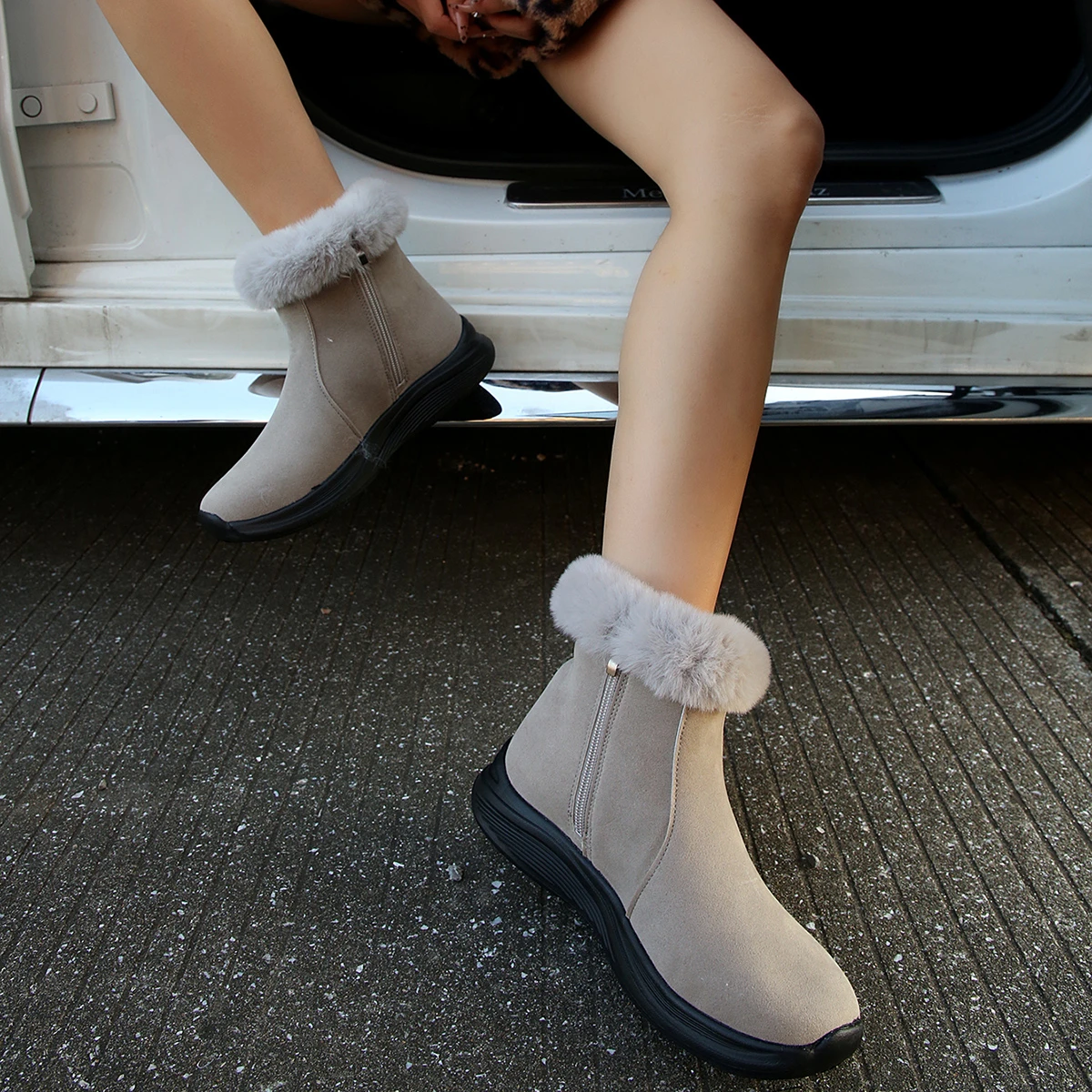 2026 Winter Neue Mode Damenstiefel Verdickte Warme Baumwollschuhe Wildleder Dickbesohlte Rutschfeste Damen-Sneaker Lässige Schneestiefel – Detail 20