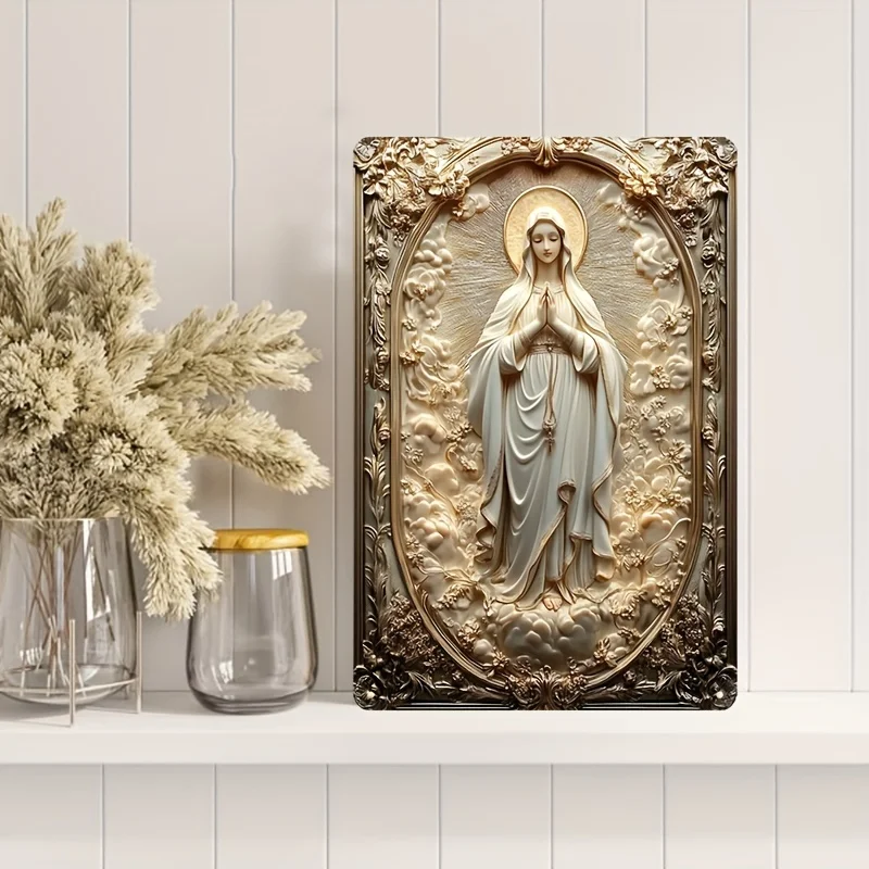 Boho-Chic Aluminum Square Metal Wall Sign, Maria\'s Embrace Decor for Home, Living Room, Farmhouse, Door, Bar & Restaurant