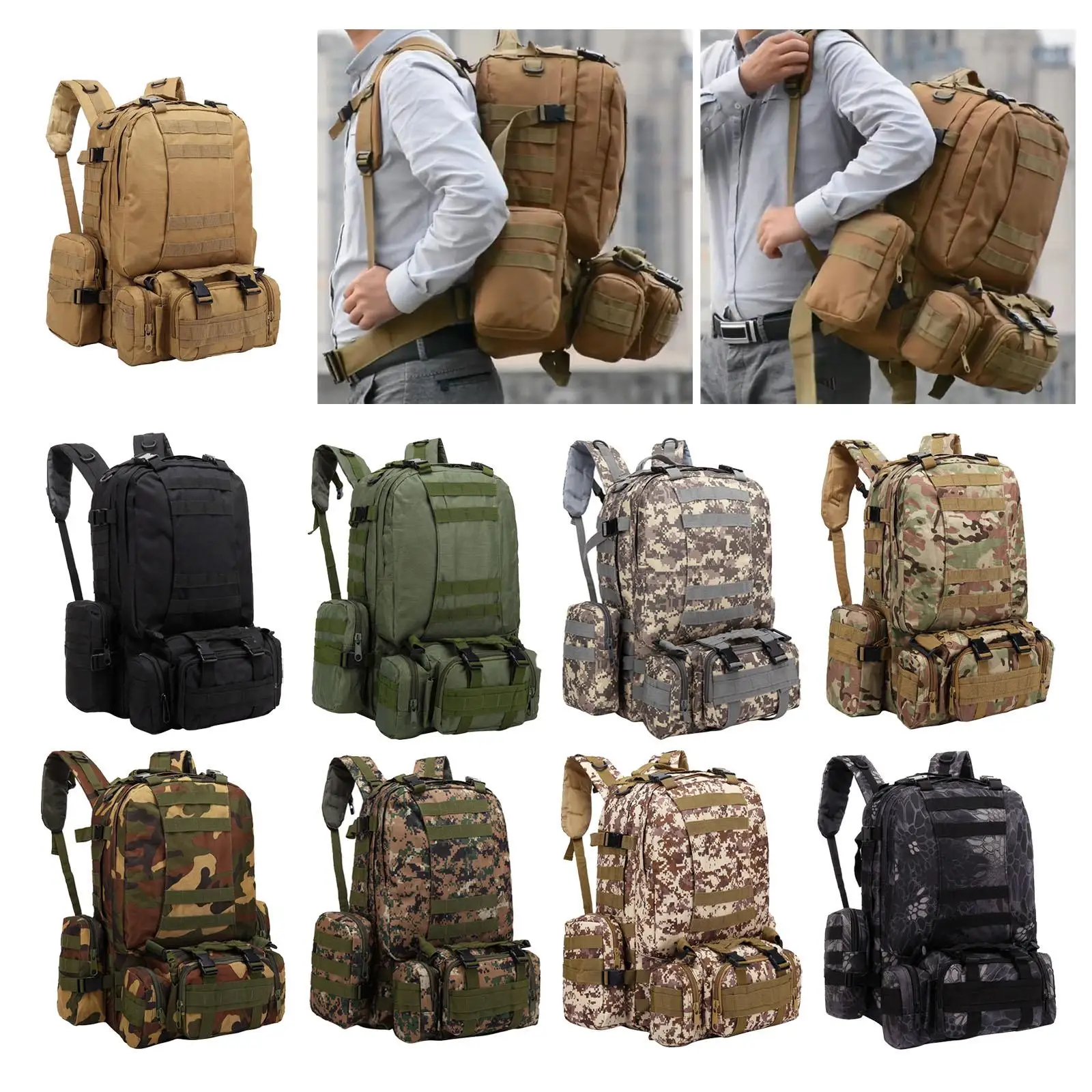 1x Camouflage Daypack Laptop Computer Tactical Backpack Bookbag for Cycling