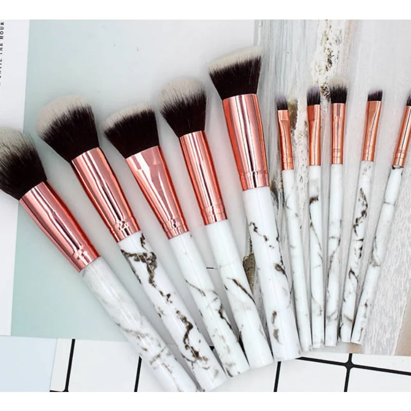 10 Pcs Marbling Makeup Brush Set Powder Brush Makeup Brush Cosmetic Brush Set Makeup Tools