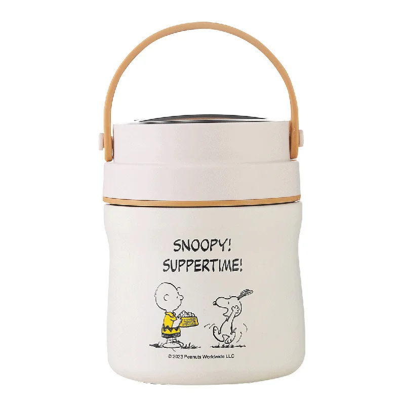 Anime Snoopy Picnic Box Double-layer 304 Stainless Steel Insulated Lunch Box Student School Lunch Box Birthday Gift