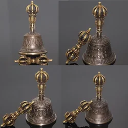 Nepal Tibetan Bells Chimes Handmade Brass Vajra Bell and Pestle Meditation Tool Sound Healing Instrument Buddhist Supplies Gifts