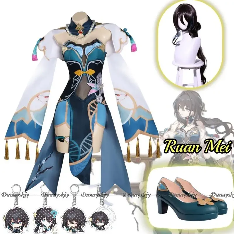 Ruan Mei Anime Game Honkai Star Rail Cosplay Costume Genius Society Clothes Wig Shoes Pendant Cosplay Women Halloween Costumes