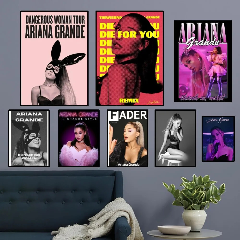 A-Ariana Hot Singer G-Grande Poster Home Room Decor Aesthetic Art Wall Painting Stickers