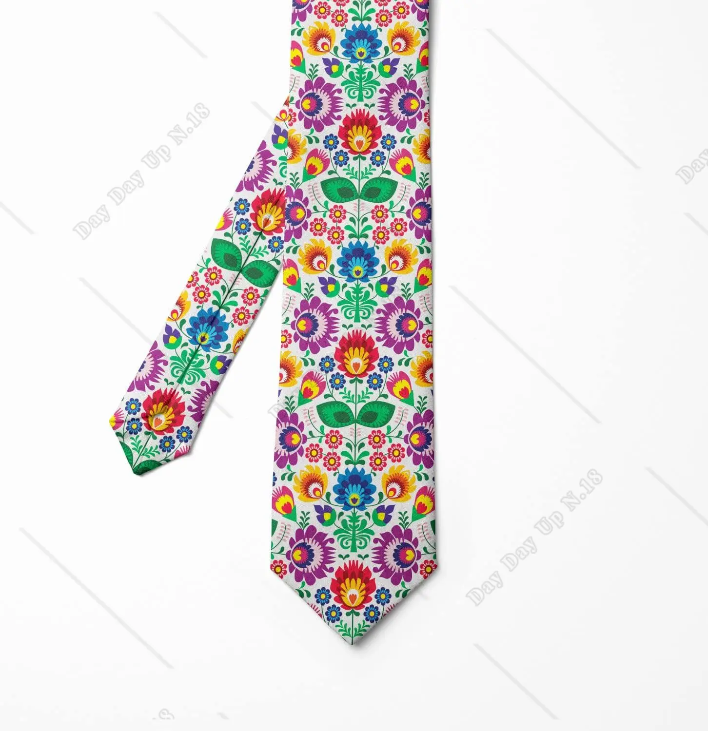 Mexico Flowers Desgin Tie Vintage Style Multicolor Modern Men\'s Tie Print One Size Gifts for Dad Man Grandpa