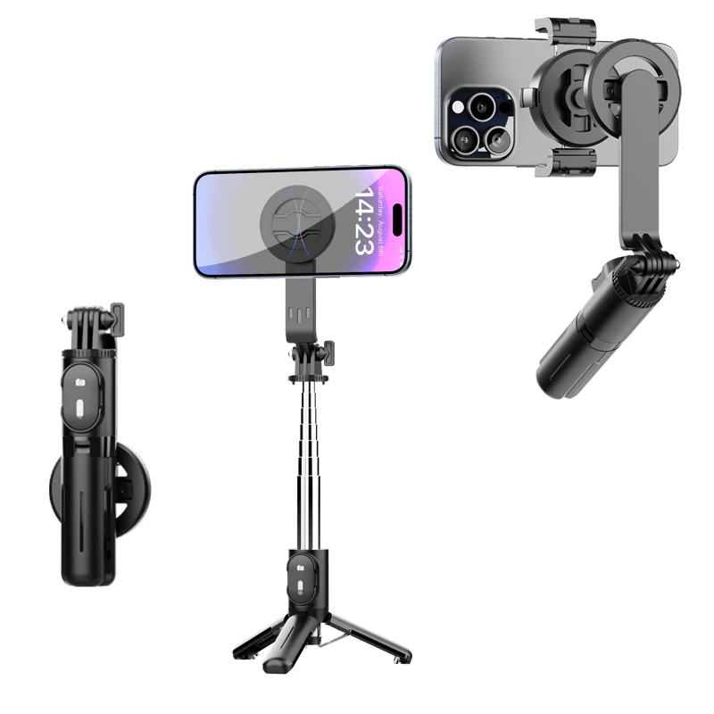 P08Y Pro (MagSafe) Mini Magnetic Selfie Stick Bluetooth Remote Tripod Stabilizer with Remote Control for Smart Phones