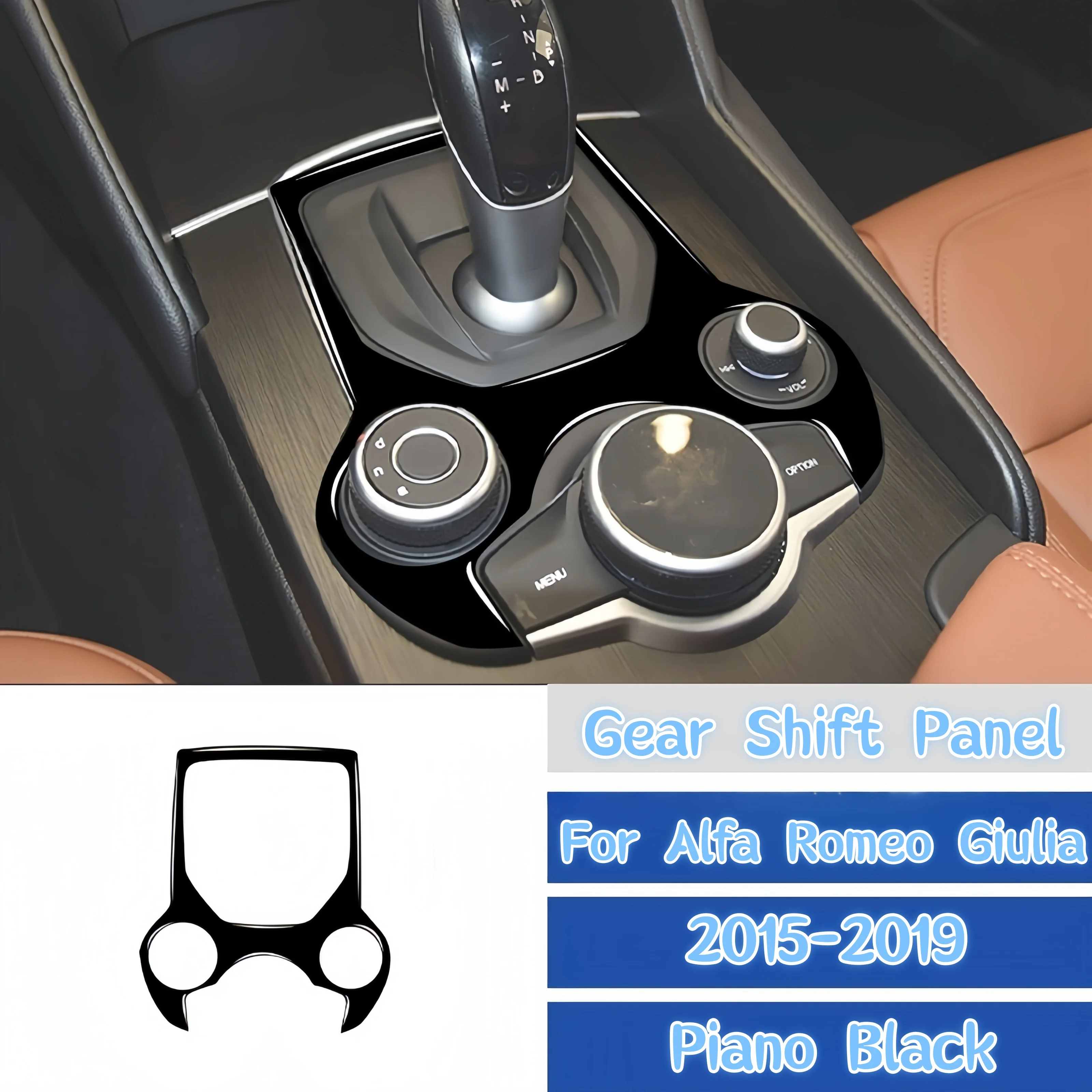 

For Alfa Romeo Giulia 2015-2024 Piano Black Car Central Console Gear Shift Panel Trim Cover Decor Sticker Interior Accessories