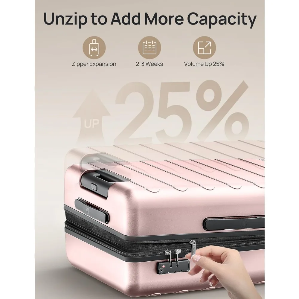 مجموعة أمتعة مكونة من 3 قطع - حقائب حمل متوسطة وكبيرة قابلة للتوسيع مع عجلات دوارة للسفر