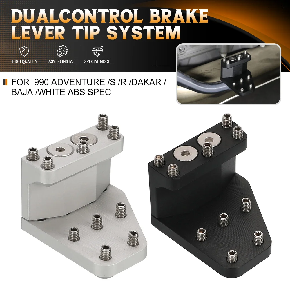 

Motorcycle DualControl Brake Lever Tip System Enlarger And Riser 890 Adv For 990 ADVENTURE /S /R /DAKAR /BAJA /WHITE ABS SPEC