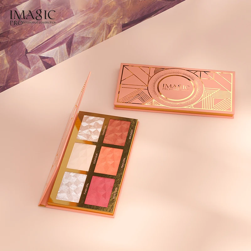 IMAGIC New 6-color Hybrid Highlight Blush Palette Rouge Makeup Blush Palet Blush Contour Shadow Facial Cosmetics