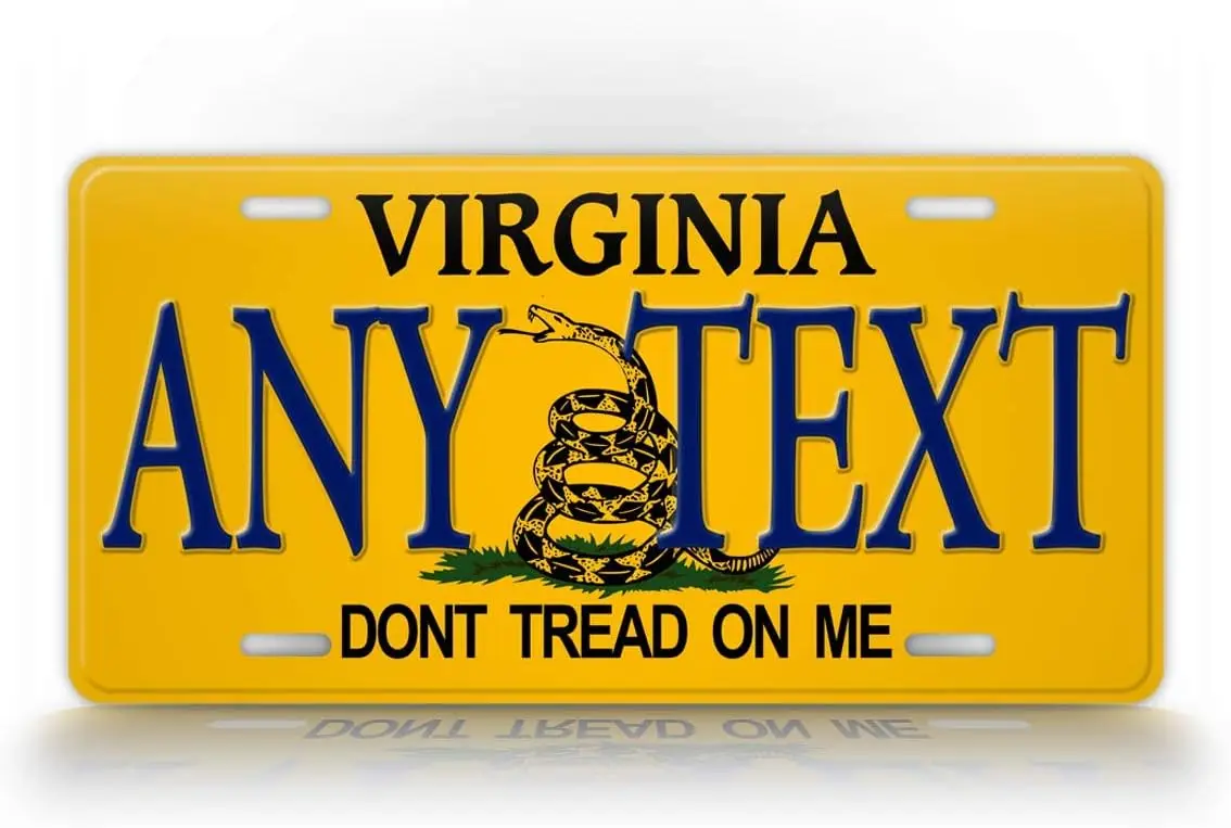 Custom Virginia Don't Tread on Me License Plate VA Replica Personalized Text Novelty Auto Tag-Home Decoration Metal Wall Sign