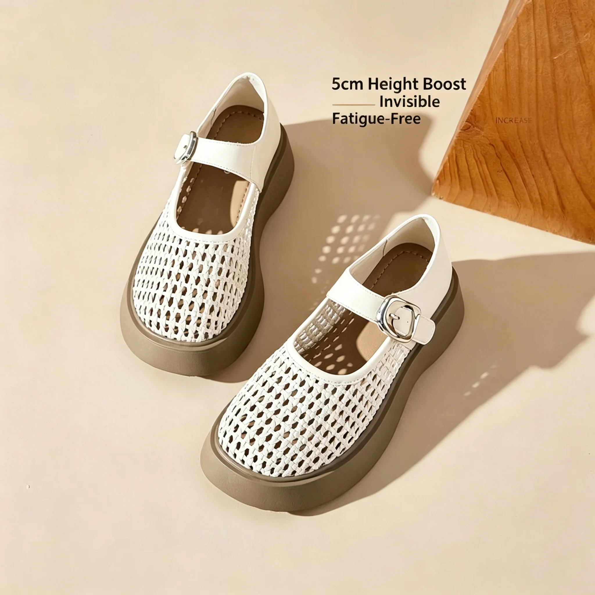 Women White Hollow Woven Mary  - Sandals ulasan dan harga